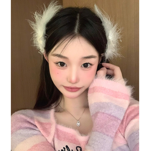 zoozmini白色羽毛发夹超仙