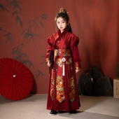 汉服女童拜年服秋冬加厚加绒古装 儿童武侠风花木兰侠客过年服冬季