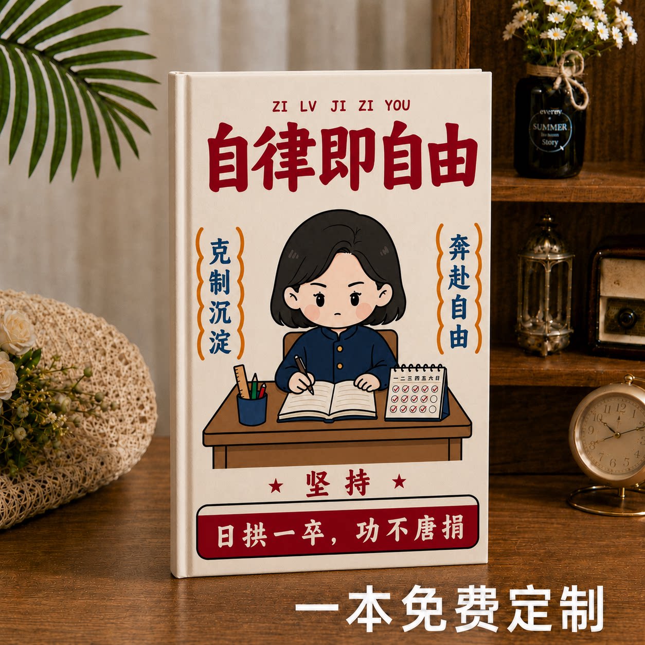 A5计划本子封面来图免费定制内页订制自律励志考研打卡空白精装本