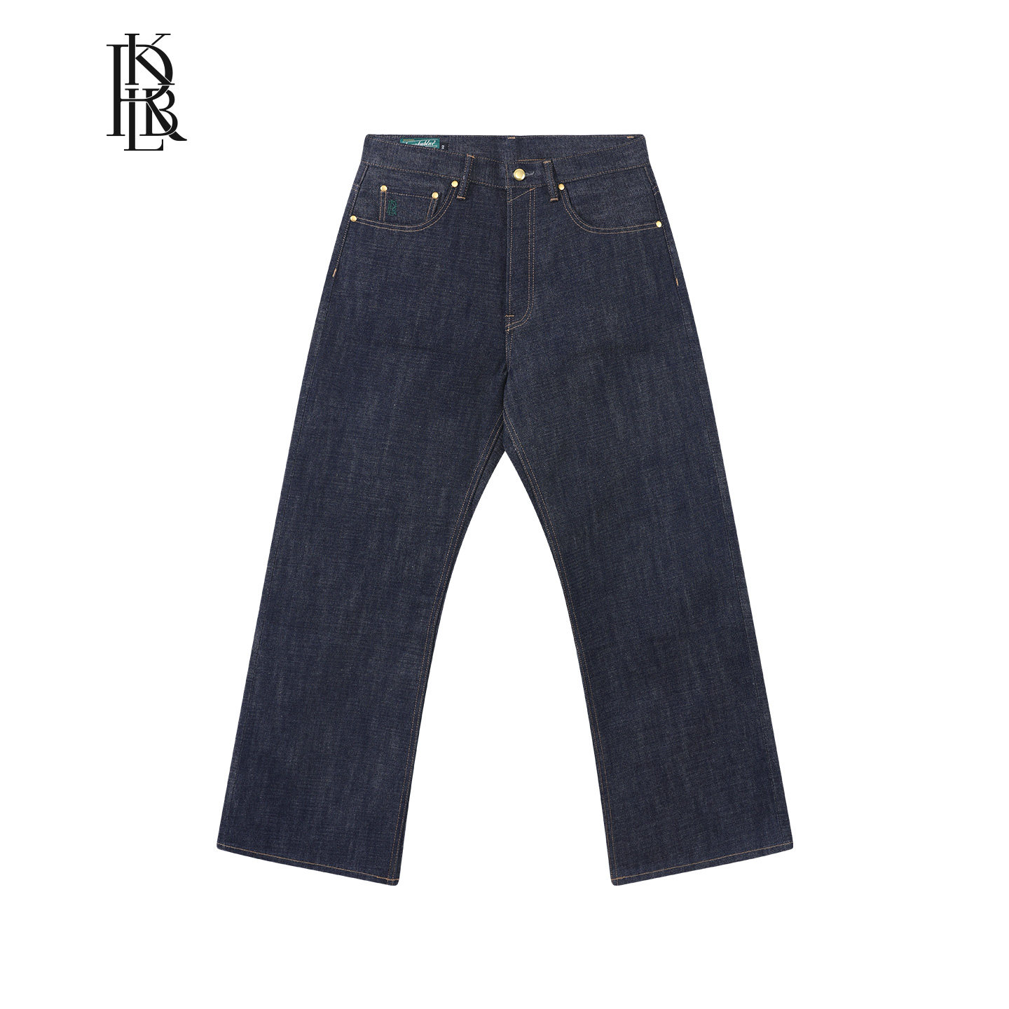 蓝布屋纽扣门襟宽松阔腿原浆养牛原色复古赤耳牛仔裤男KRBLDNM600