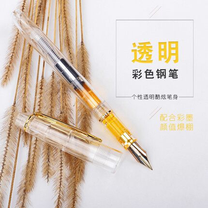金粉彩墨钢笔透明示范贵妃尖学生专用练字书写彩色墨水可替换墨囊