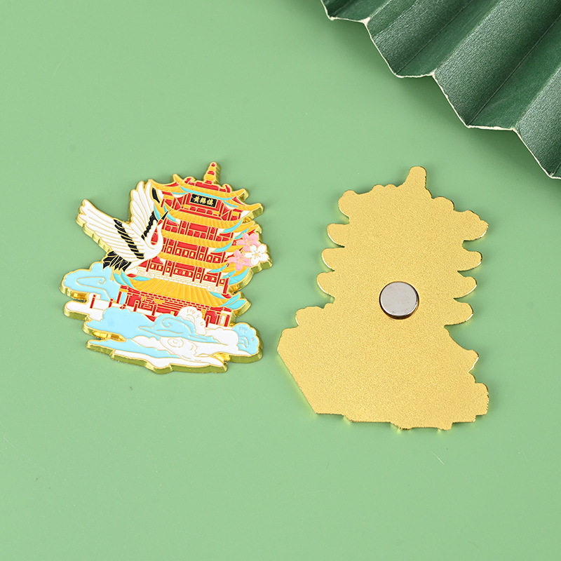 岳阳楼滕王阁黄鹤楼金属冰箱贴景区著名建筑创意烤漆磁铁磁力贴