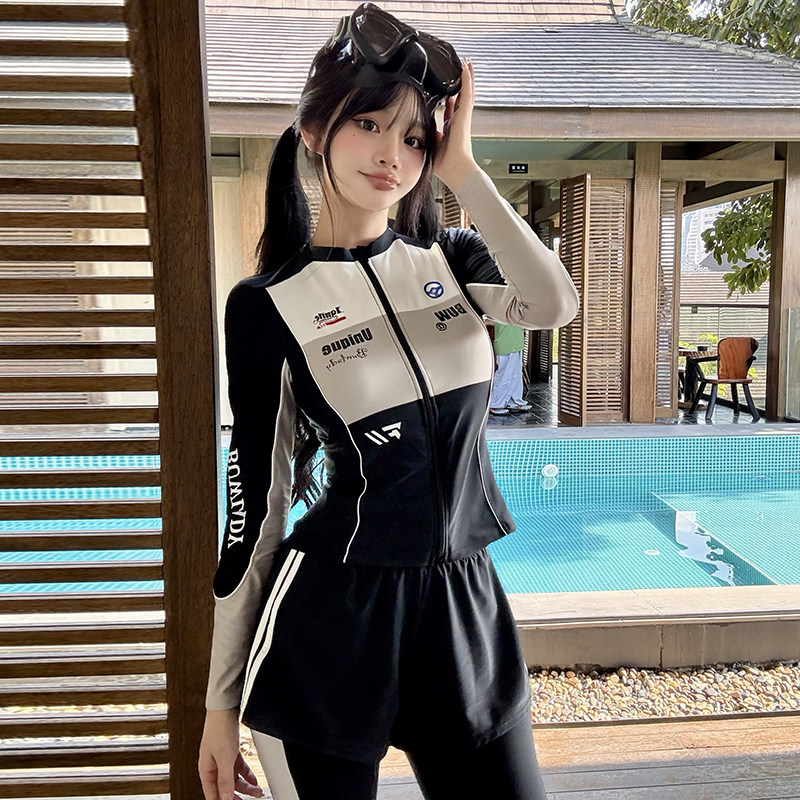 泳衣女款分体三件套运动保守显瘦长袖长裤冲浪漂流游泳馆2026新款