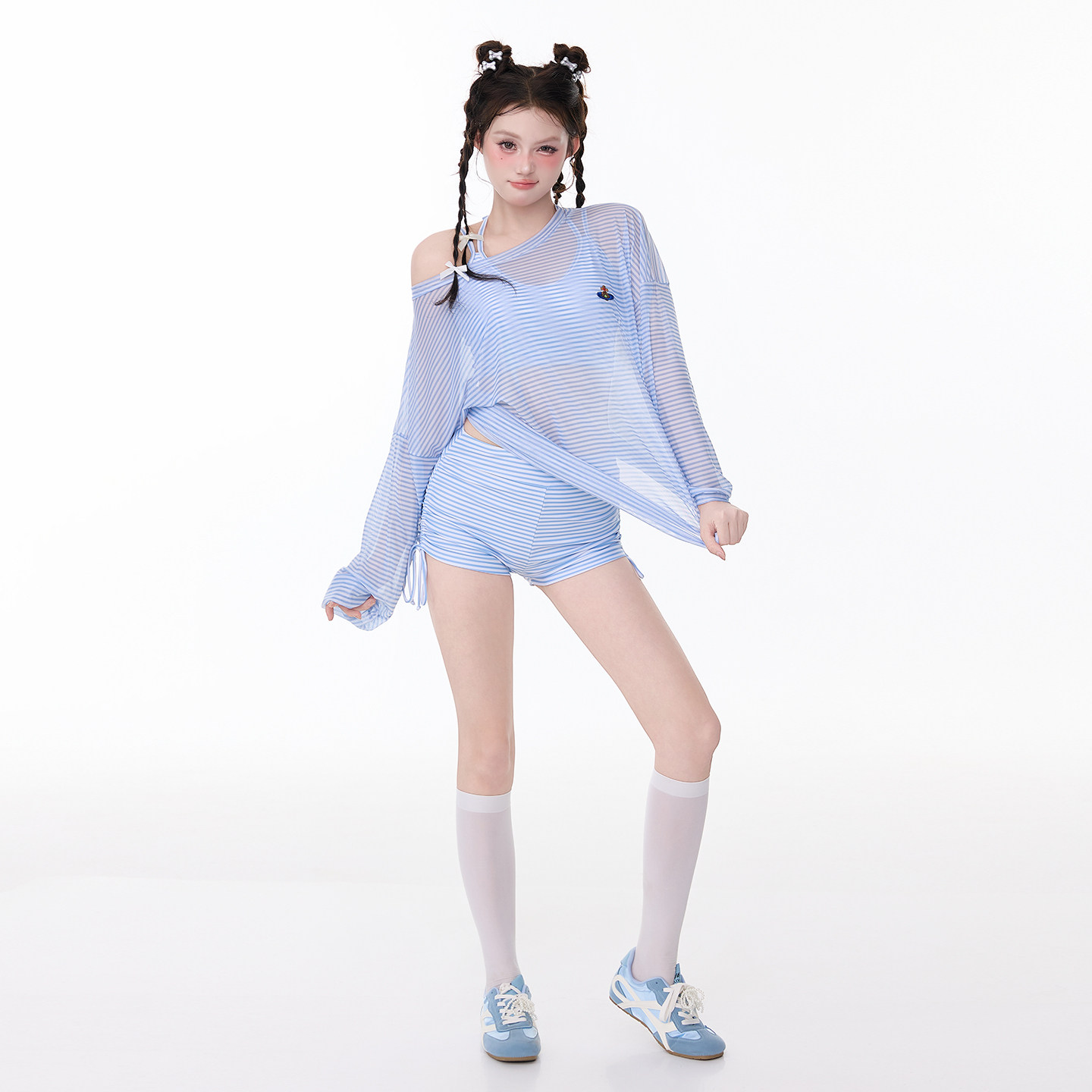 泳衣女款分体平角三件套长袖罩衫性感纯欲显瘦遮肚高级感温泉泳装