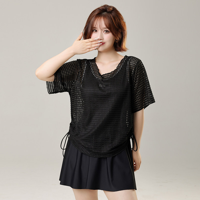 泳衣女款连体保守大码胖mm200斤微胖女孩遮肉宽松高级感温泉泳装