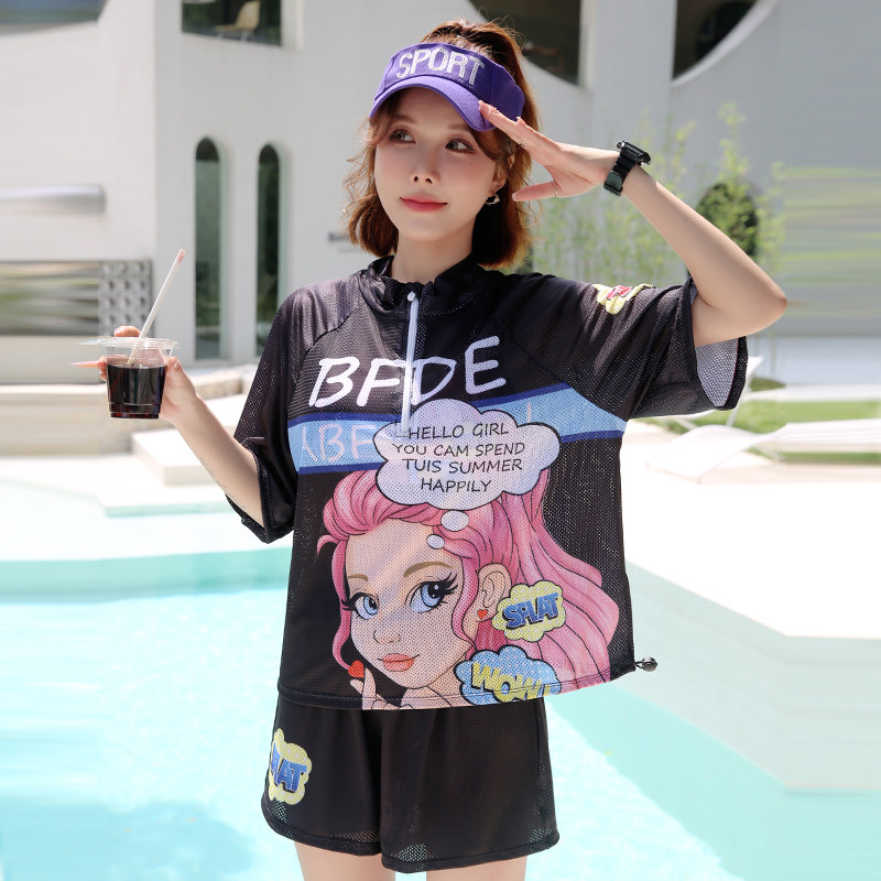 泳衣女分体三件套保守运动大码胖mm200斤遮肉高级感绝美温泉泳装