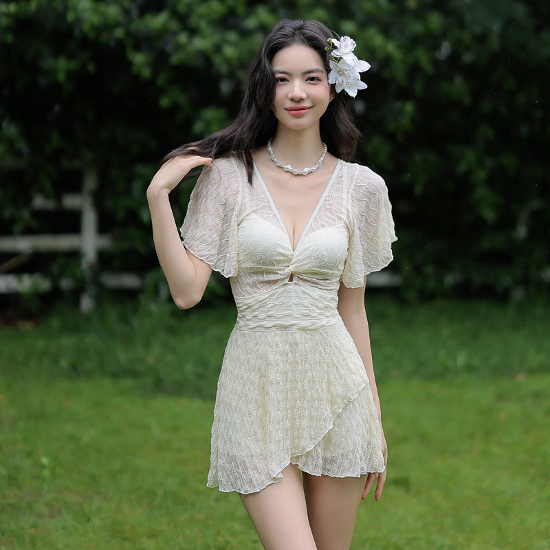 泳衣女款夏连体性感聚拢钢托两件套独立文胸大码遮肉2024新款泳装