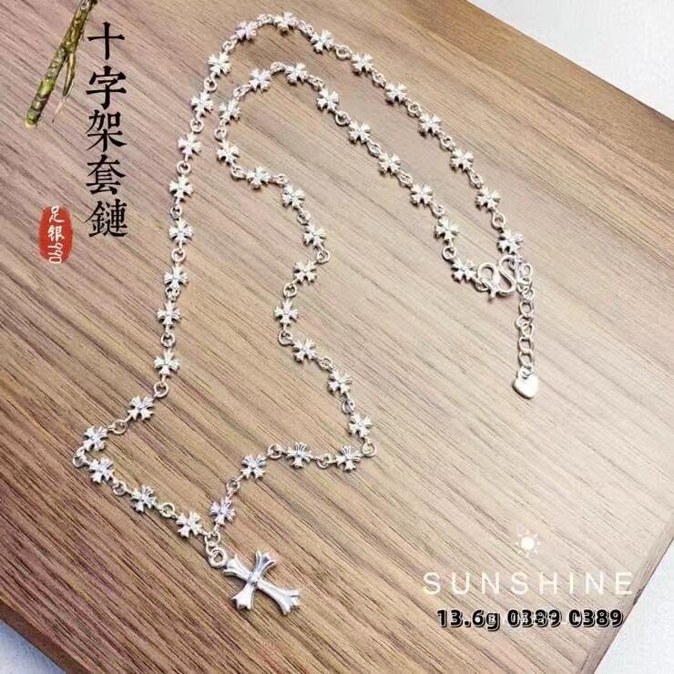 足银999纯银十字架套链女实心项链锁骨链送女友闺蜜礼物