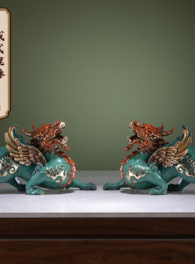 朱炳仁铜威武貔貅客厅装饰装饰品家居装饰创意貔貅风水办公桌摆件