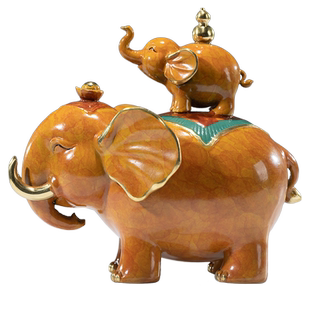 朱炳仁铜心想事成贵人相助吉祥铜象摆件客厅办公书房桌面装饰礼品