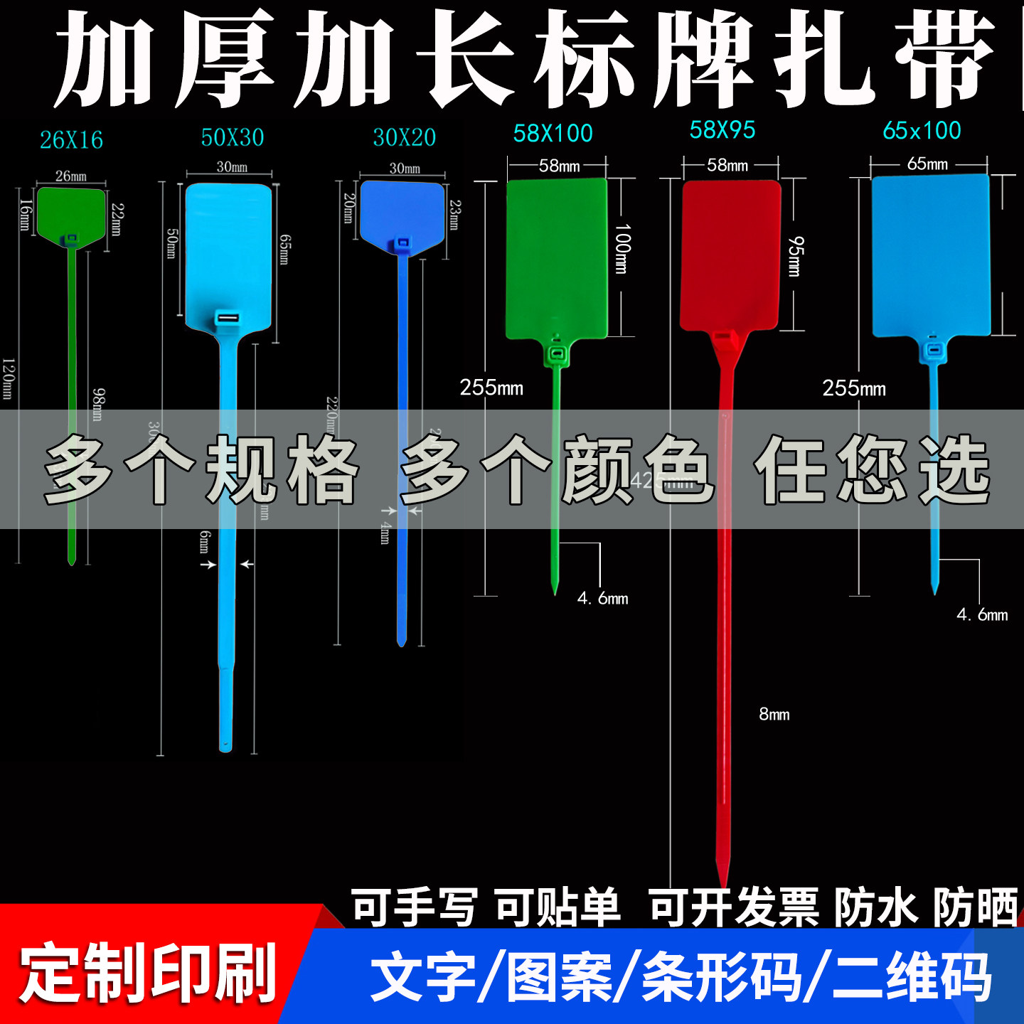 一次性塑料封条大号标牌扎带物流吊牌挂签标识牌果树园林标签定制