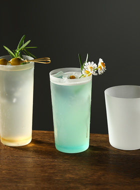 日式柯林杯超薄斜身磨砂玻璃杯嗨棒杯鸡尾酒杯HighBall杯金汤力杯