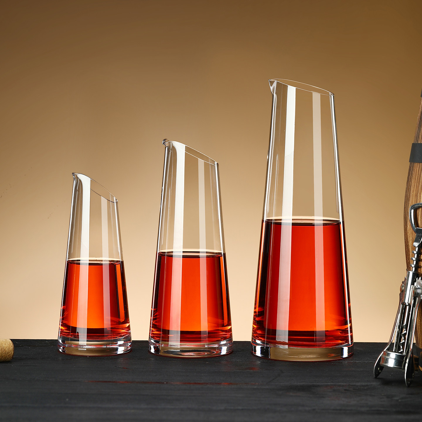 水晶加厚大容量斜口红酒醒酒器白酒洋酒分酒壶酒吧玻璃扎壶商用