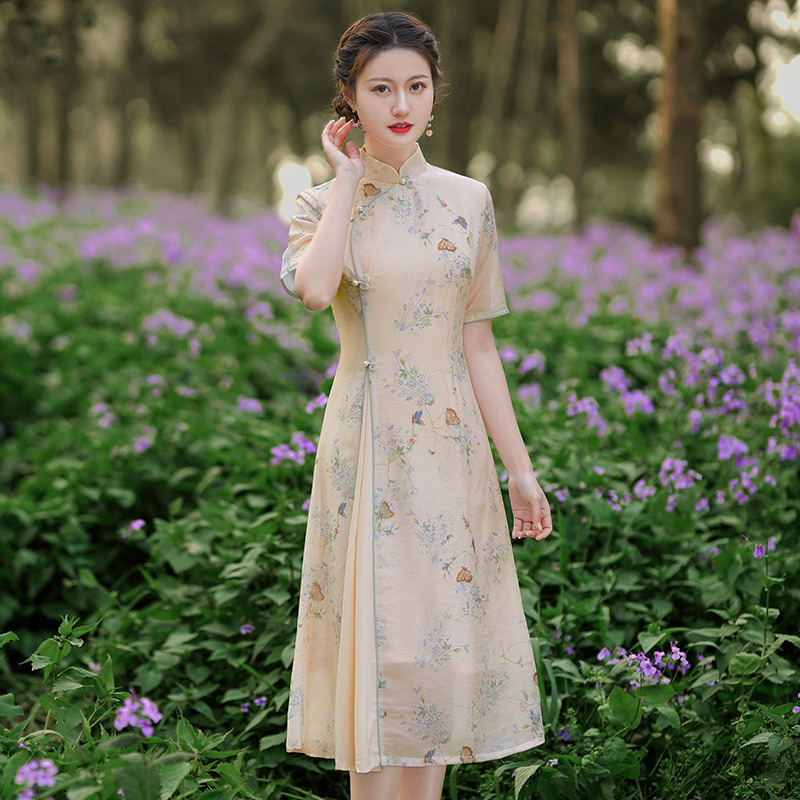 显瘦妈妈装奥黛新中式国风改良旗袍2025新款夏季女日常可穿