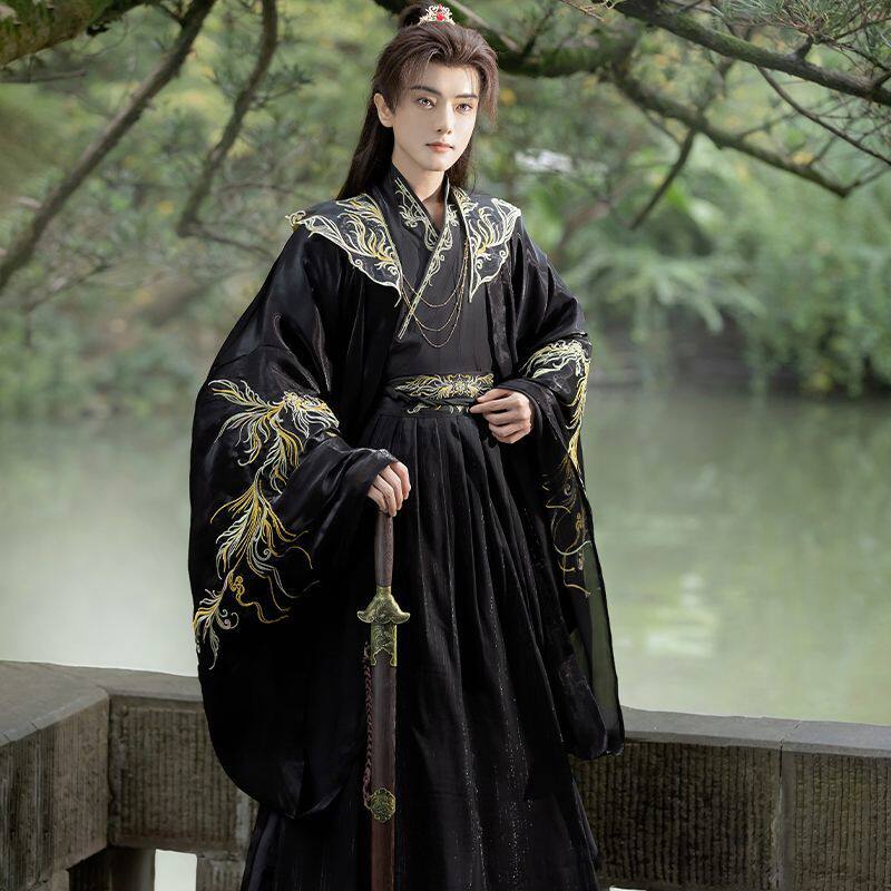 原创汉服男2026新款黑色云肩刺绣酷飒cos服武侠男女同款超仙古装