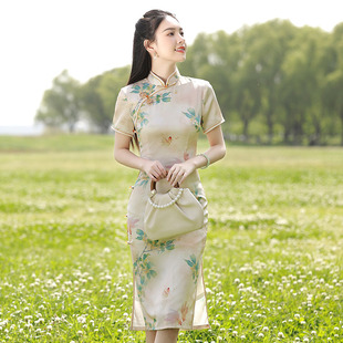 锦鲤折桂送考中式改良旗袍2026新款年轻款女复古短袖平时可穿
