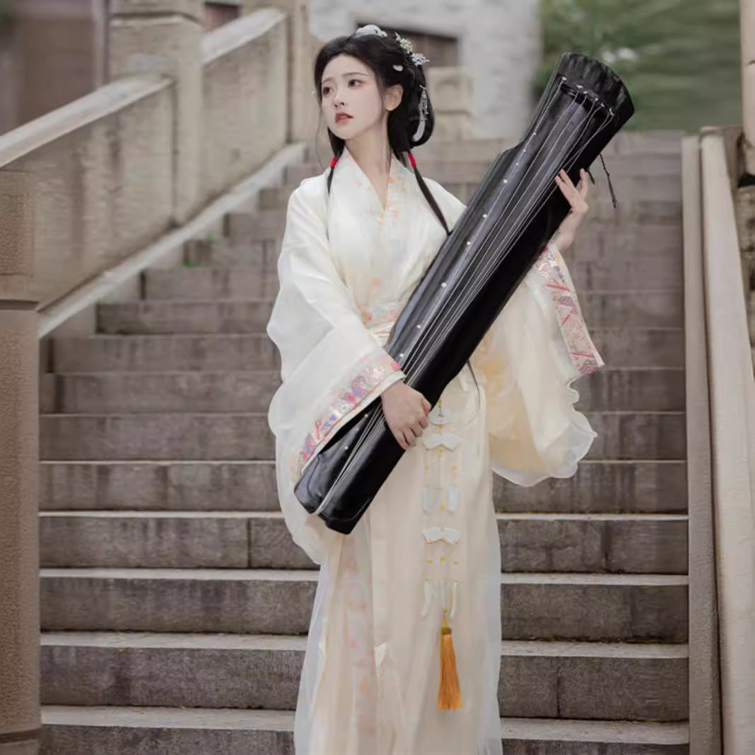 正品新款春秋战国袍复原马山楚墓直裾汉服女魏晋风古装超仙气古风
