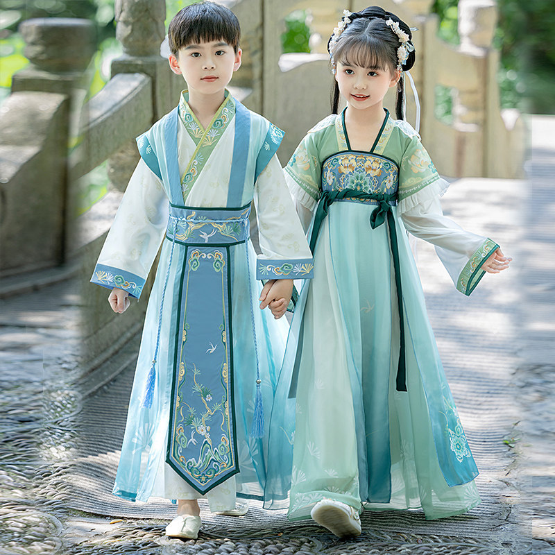 汉服男童女童2026春秋新款儿童古装国学服书童小学生幼儿园表演服