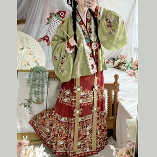 原创汉服女2026新款明制秋冬季加绒对交穿短袄琵琶袖马面裙日常款