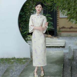 倒大袖国风长款改良秋季旗袍中袖2026新款年轻款复古修身春秋