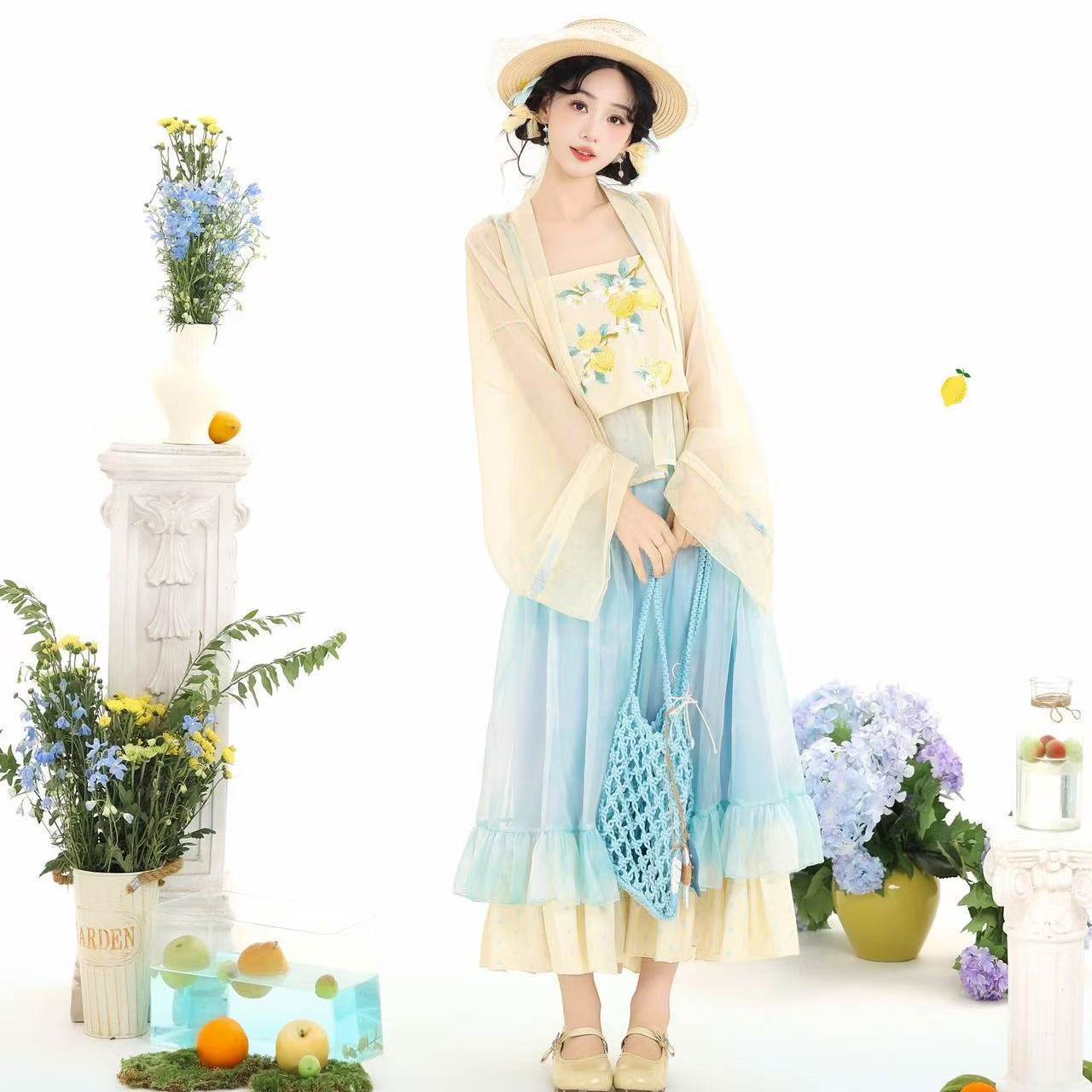 【夏日柠檬】国风夏季汉服女款改良日常汉元素女装套装2026套装
