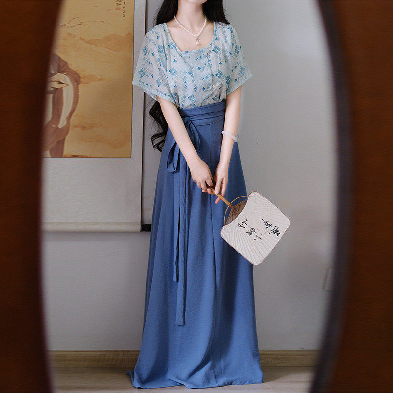 原创汉服坦领半臂唐褙子日常通勤百搭新中式人棉上衣夏季通勤款