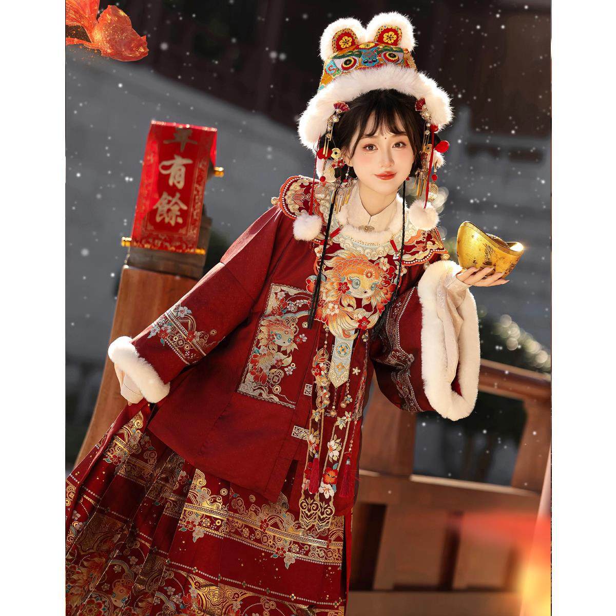 洛竹原创新款拜年服成人汉服女冬装云肩红色马面裙新年明制婚服,女装/女士精品,汉服套装,淘宝优惠券,粉丝福利购,淘宝优惠卷