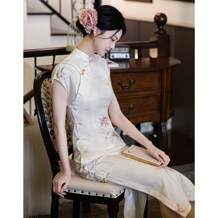 新中式古法全开襟旗袍小清新复古日常可穿民国风小个子连衣裙
