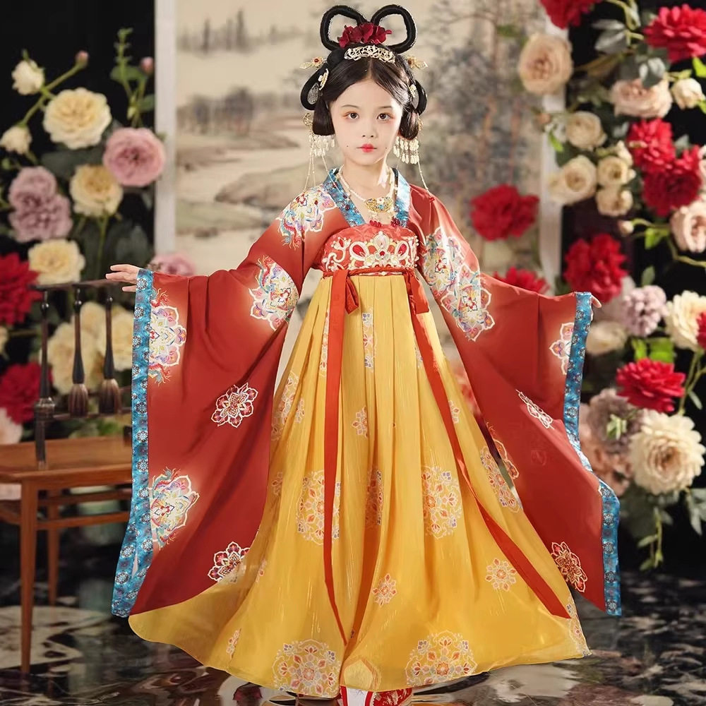 原创汉服女童2026新款儿童古装超仙唐制中国风女宝大袖衫古风襦裙