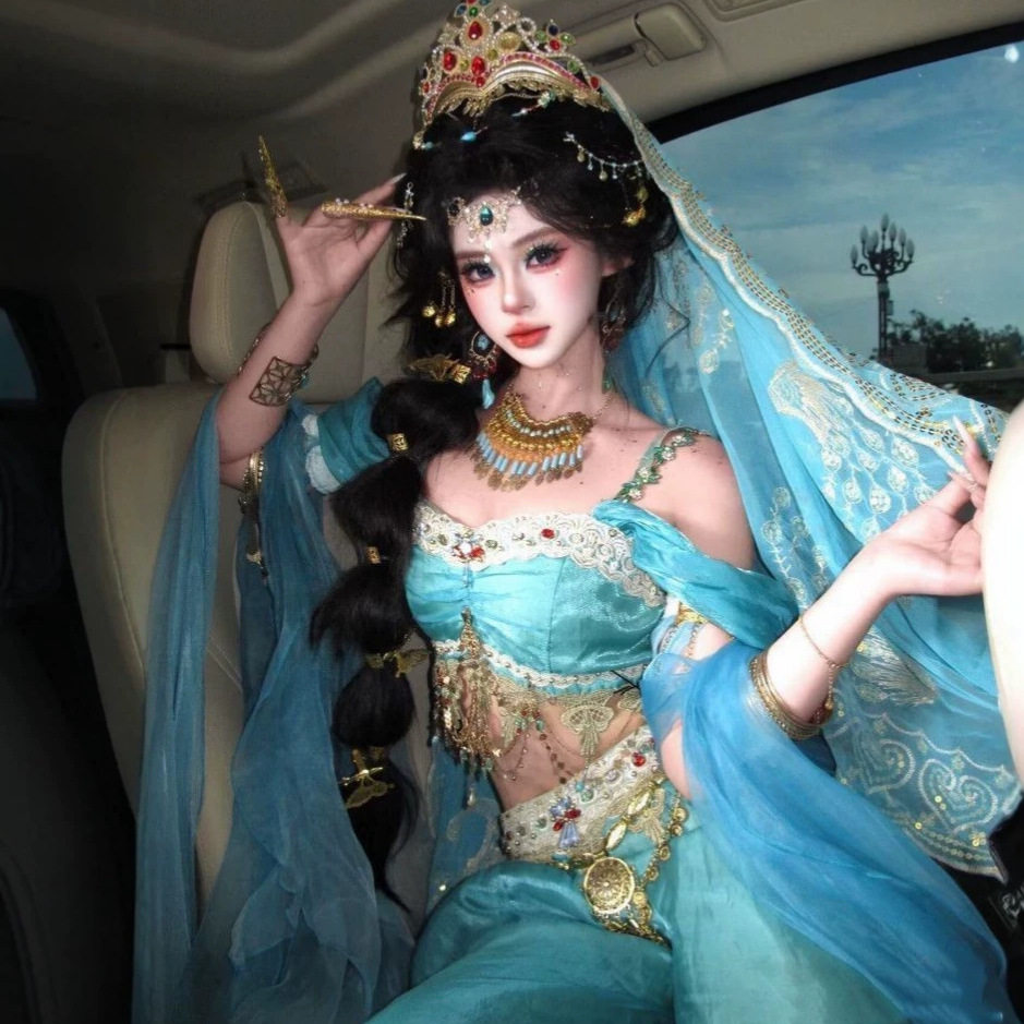 茉莉公主西域风汉服女写真旅拍异域风情敦煌飞天公主风服装重工