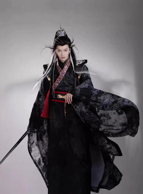 原创汉服男装中华民族传统服饰古装服装男女仙侠暗黑道袍暗纹提花