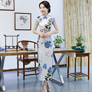 双层八扣长款改良旗袍2026新款女中式复古走秀款演出服装