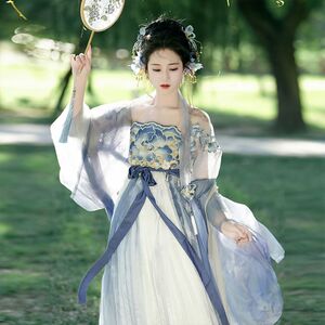 新款成人女汉服水芝芙蓉唐制诃子裙仙气刺绣大袖衫春夏款日常套装