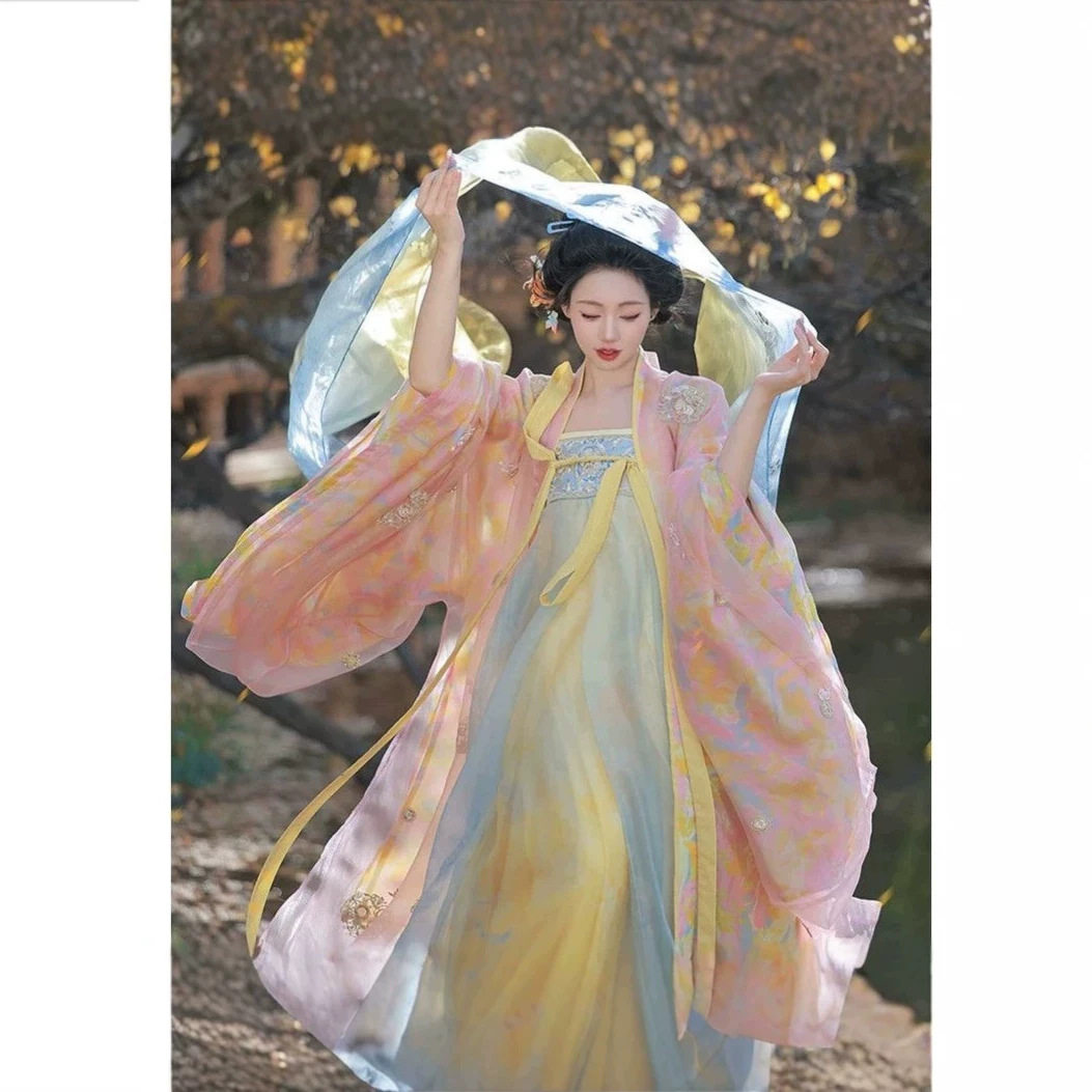 网红同款【浮光】新款汉服女唐制重工刺绣大袖衫齐胸仙气套装春秋