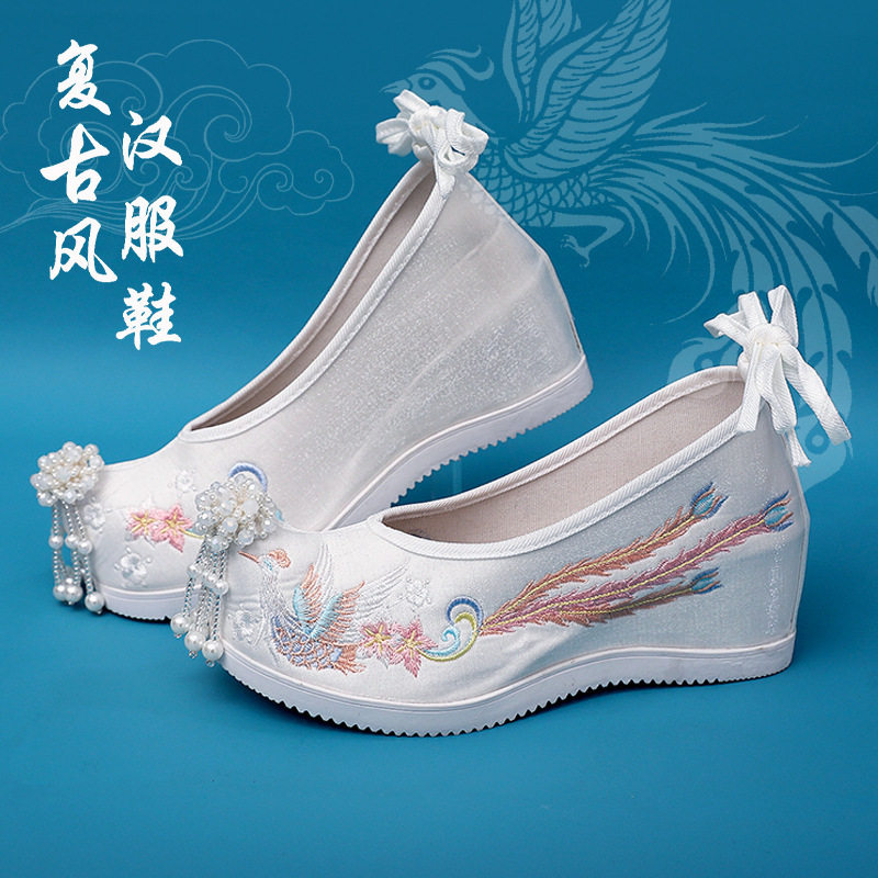 【呈祥】古风汉服鞋女春夏秋翘头履内改良珍珠古装搭配绣花鞋
