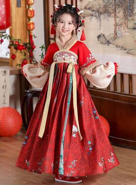 女童汉服冬季拜年服古装女宝宝加绒秋冬款中国儿童古风唐装过年服