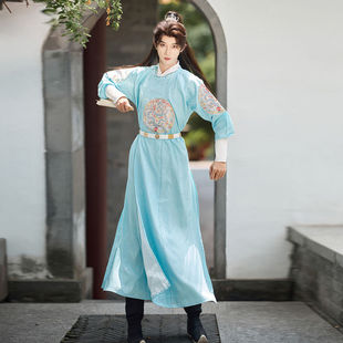 正版原创仿妆花唐圆领袍唐代织錦缺胯襕袍汉服秋男女侠客帅气古装