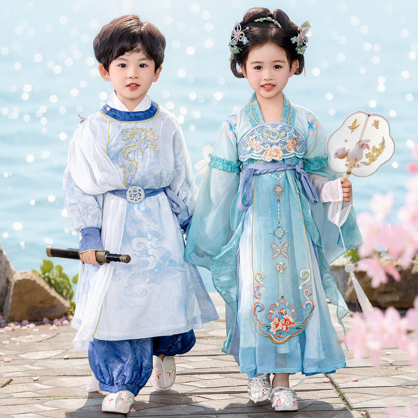汉服男童2026新款春装帅气中国风古风唐装女童超仙演出儿童国学服