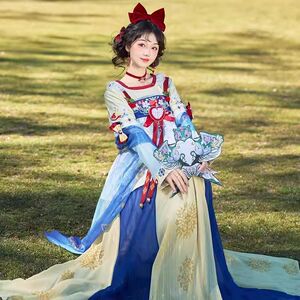 童话风绣花坦领半臂破裙围裳中国风汉元素唐制2026新款汉服女套装