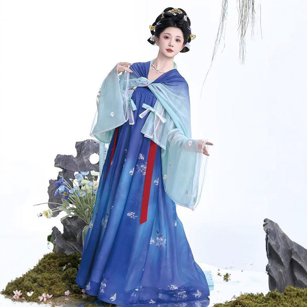 原创汉服女2026新款夏季法门寺唐制披衫齐胸破裙绣花国风日常套装