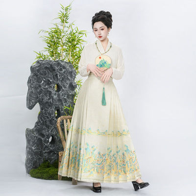 新款原创汉服交领飞机袖日常改良纯色春夏款马面裙配搭上衣百搭款