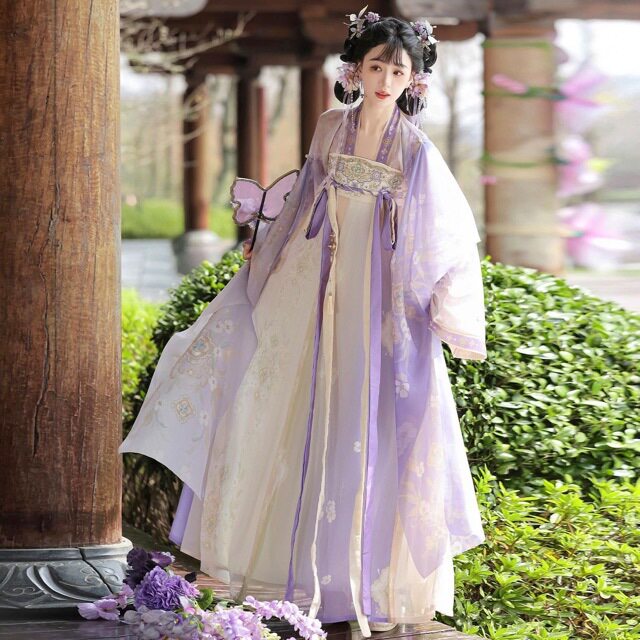 闺蜜成人汉服清瑶女唐制古风齐胸刺绣破裙日常春夏套装汉元素摄影
