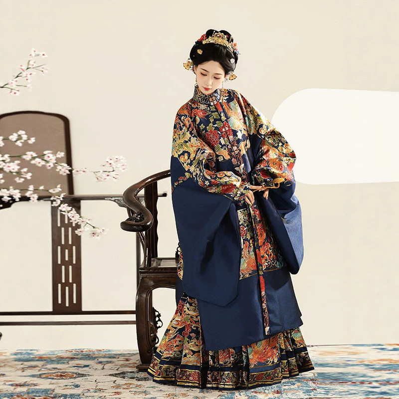 汉虞葵明制汉服套装女古风织金妆花立领大襟袄宫廷风日常汉服