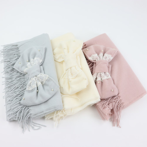 蝴蝶结围巾日系甜美披巾两用免打