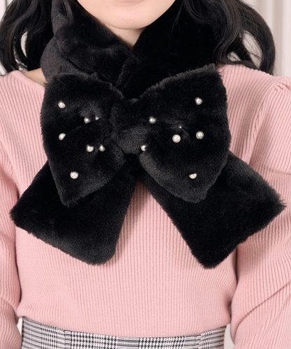 秋冬日系甜美女蝴蝶结围巾