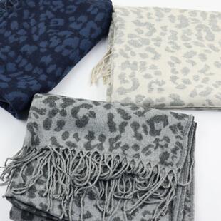 豹纹围巾披巾文艺气仿羊绒冬季保暖双面柔软格子圈圈工厂清仓男女