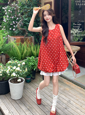 【现货】红色波点甜美减龄连衣裙P135-K195