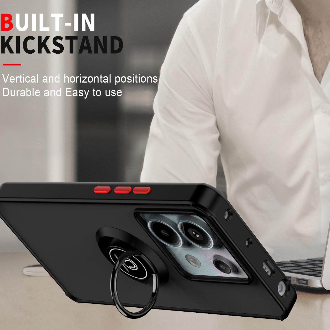 适用红米note12turbo手机壳防摔小米note13Pro保护套redminote11磨砂硬外壳12pro+男女软边支架指环扣not13