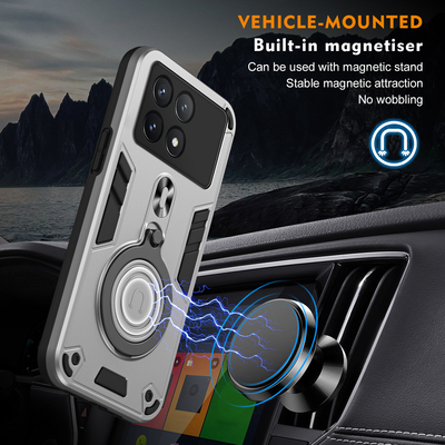 适用小米POCOX6手机壳一体磁吸指环支架POCOX6PRO保护套外壳全包防摔pocof6全包摄像头带指环支架mi男女款潮