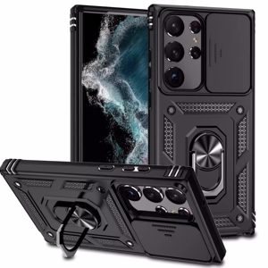 适用三星s25ultra手机壳S24加推窗S22+遮挡摄像头S23保护套S21滑盖S20带指环s23fe支架S10十镜头盖galaxy防摔